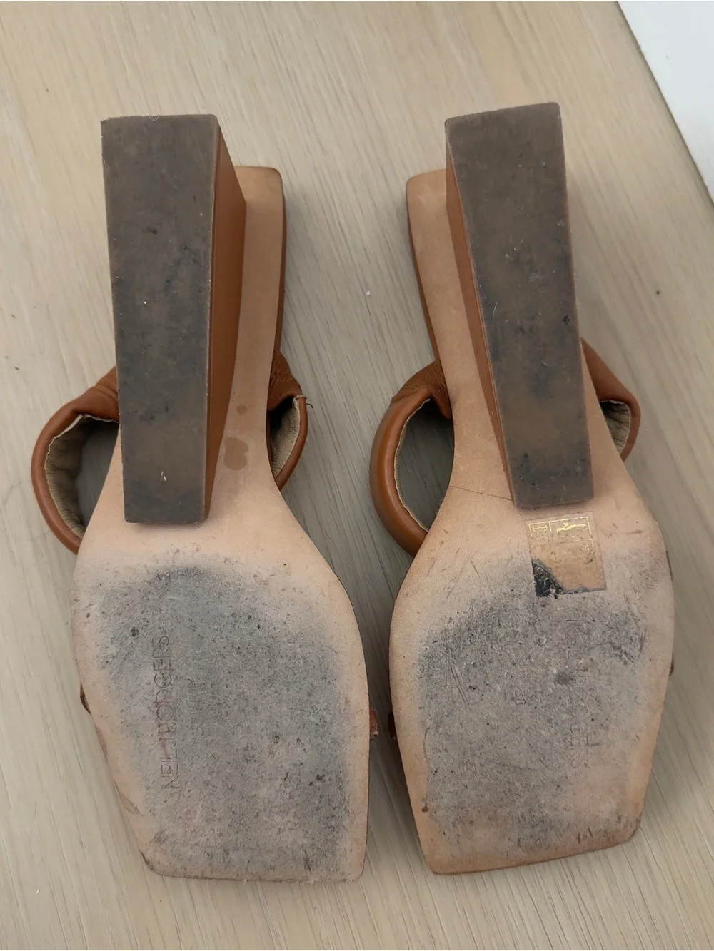 Tan Wedge Slide Sandals - Size 38